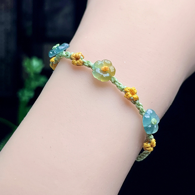 Women Accessories Bracelet - Pulsera de flores de jadeíta de