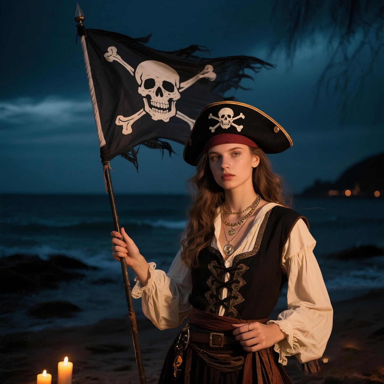 Collar de pirata de oro en cap - Women'S Accessories In The 80S reseña y precio