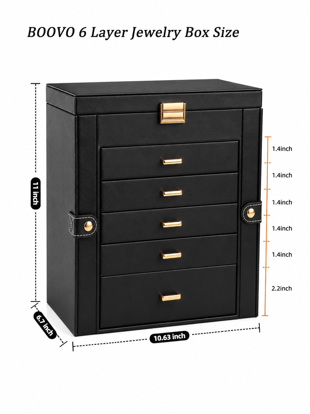 Caja de joyería grande de cuer - Women Accessories Drawer reseña y precio